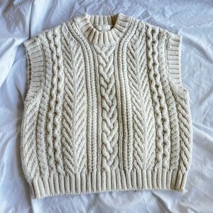 H&M Cream Cable-Knit V-Neck Sweater Vest